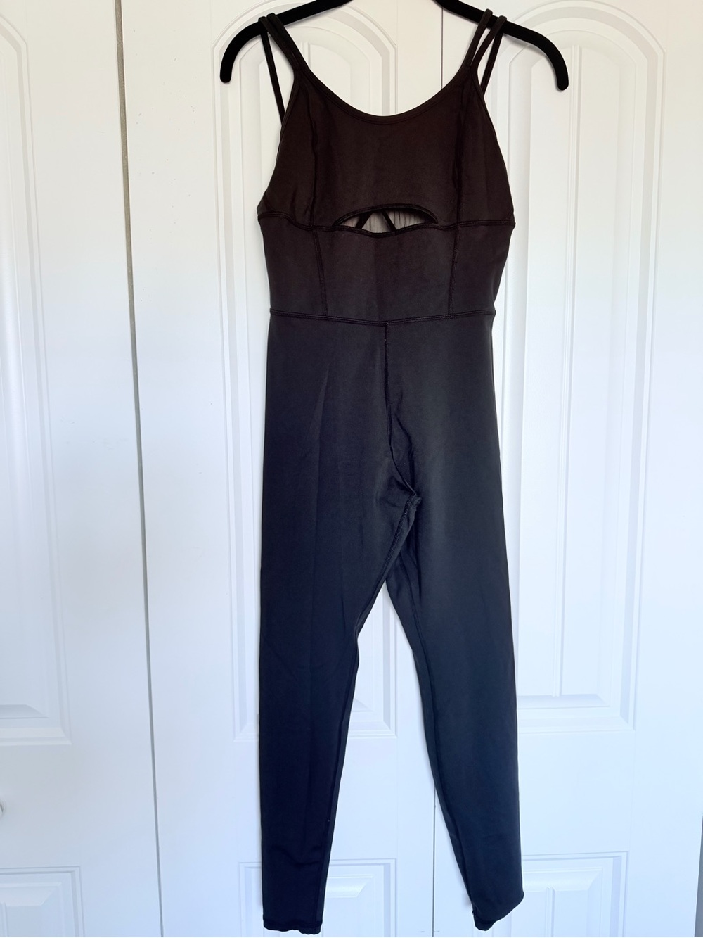 Women's Black Strappy Jumpsuit with Front Keyhole
